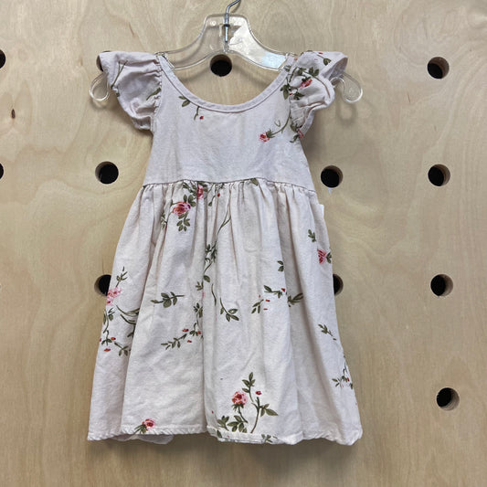 Cream Linen Rose Dress