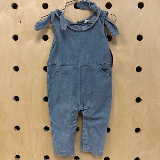 Denim Knot Top Overalls