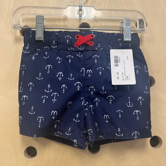 Navy Anchors Swim Trunks