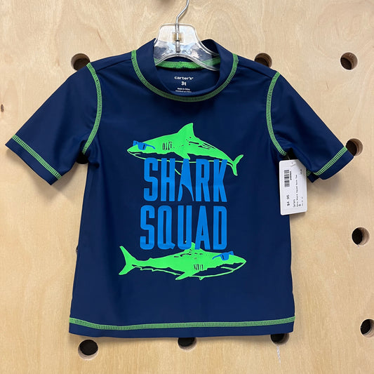 Navy Shark Squad Swim Tee