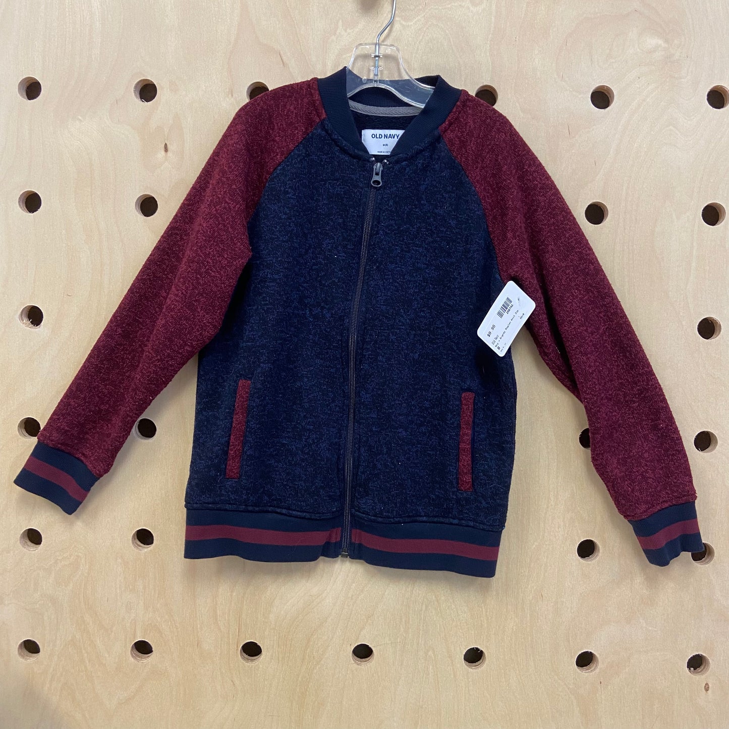 Nvy + Brgndy Raglan Knit Zip