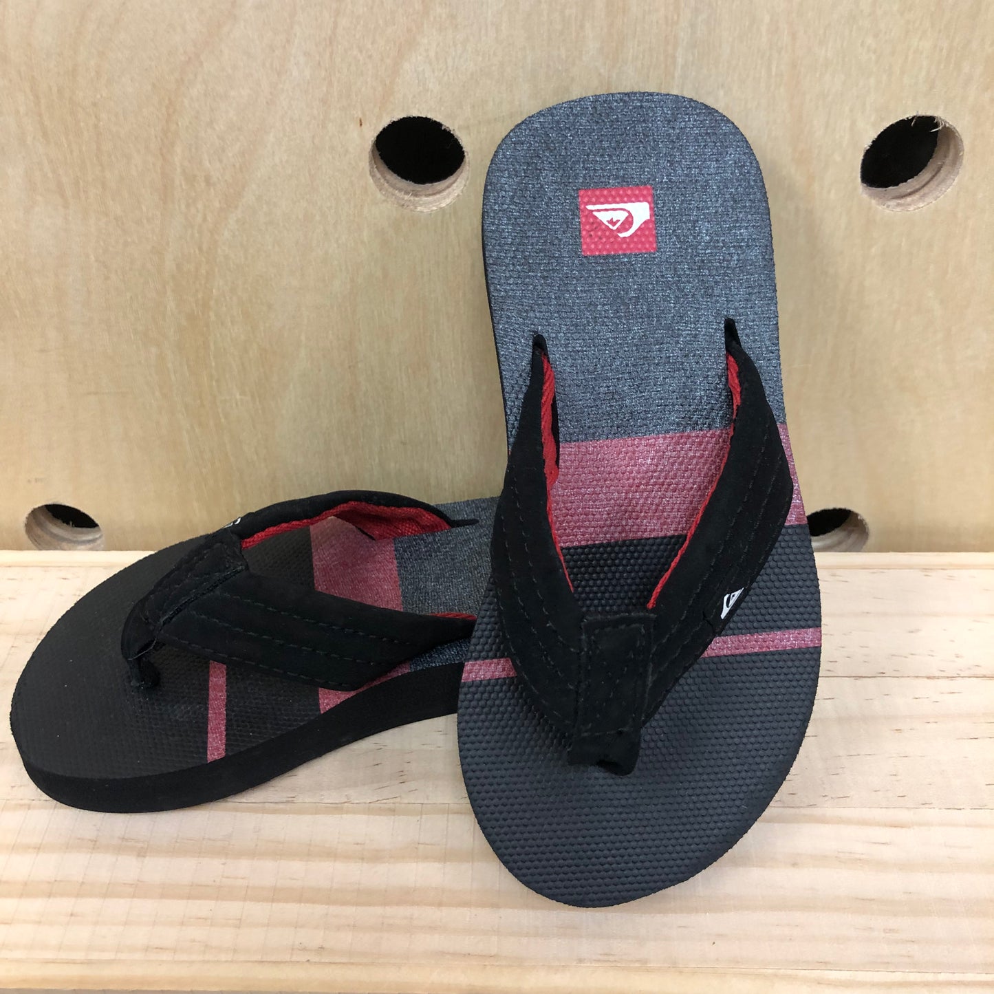 Black + Red Flip Flops