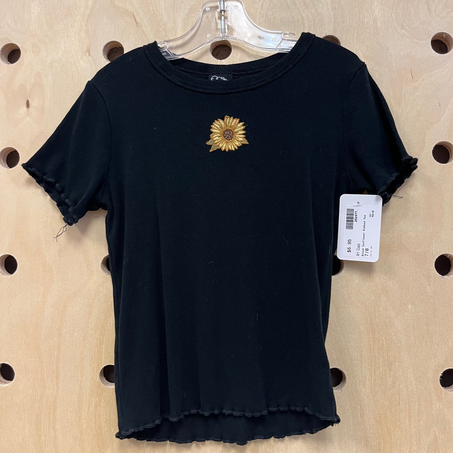 Black Sunflower Ribbed Tee