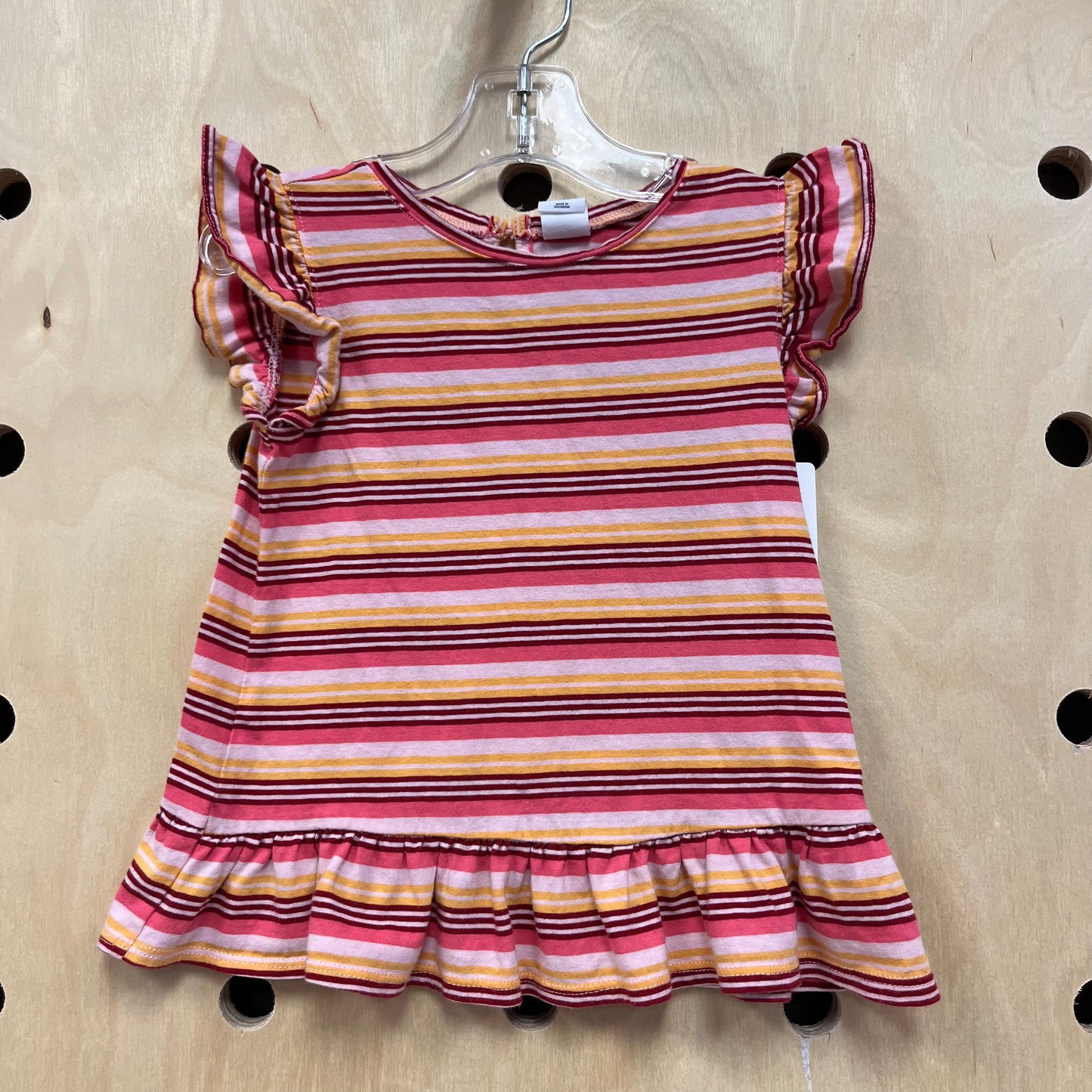 Pink+Yellow Striped Top
