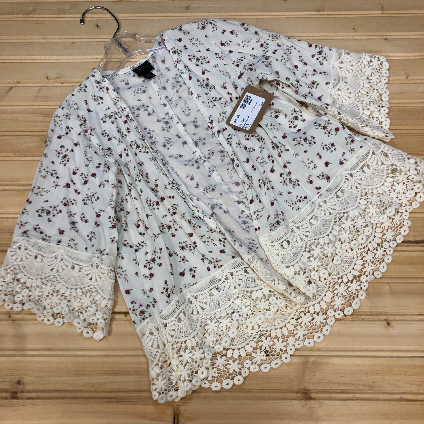 White Floral + Lace Cardigan