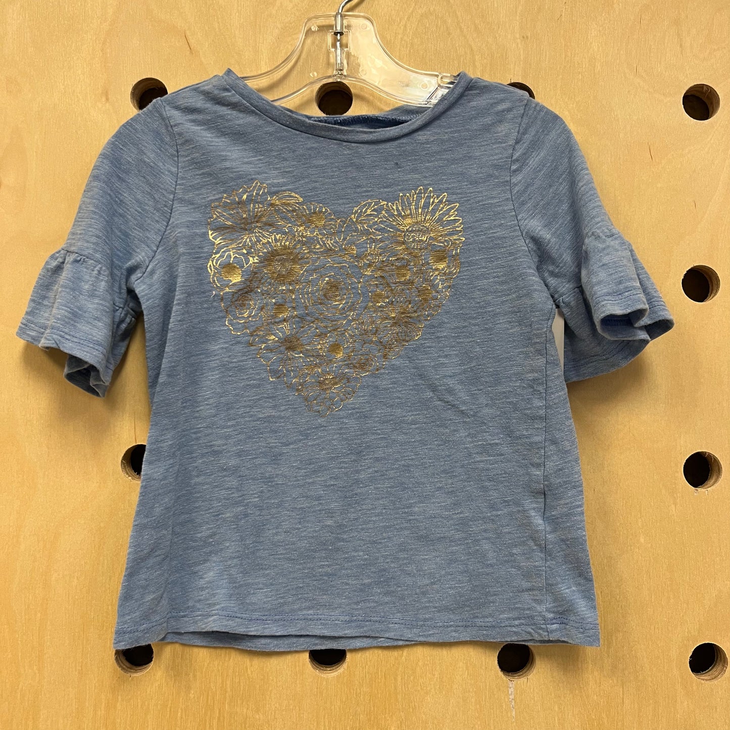 Blue + Gold Floral Heart Top