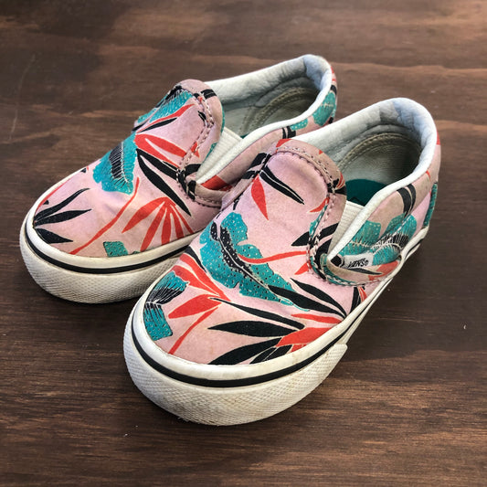 Pink Leaf Slip Ons