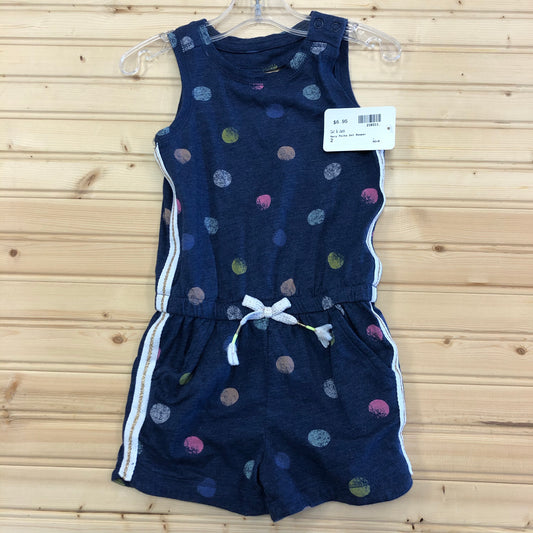 Navy Polka Dot Romper