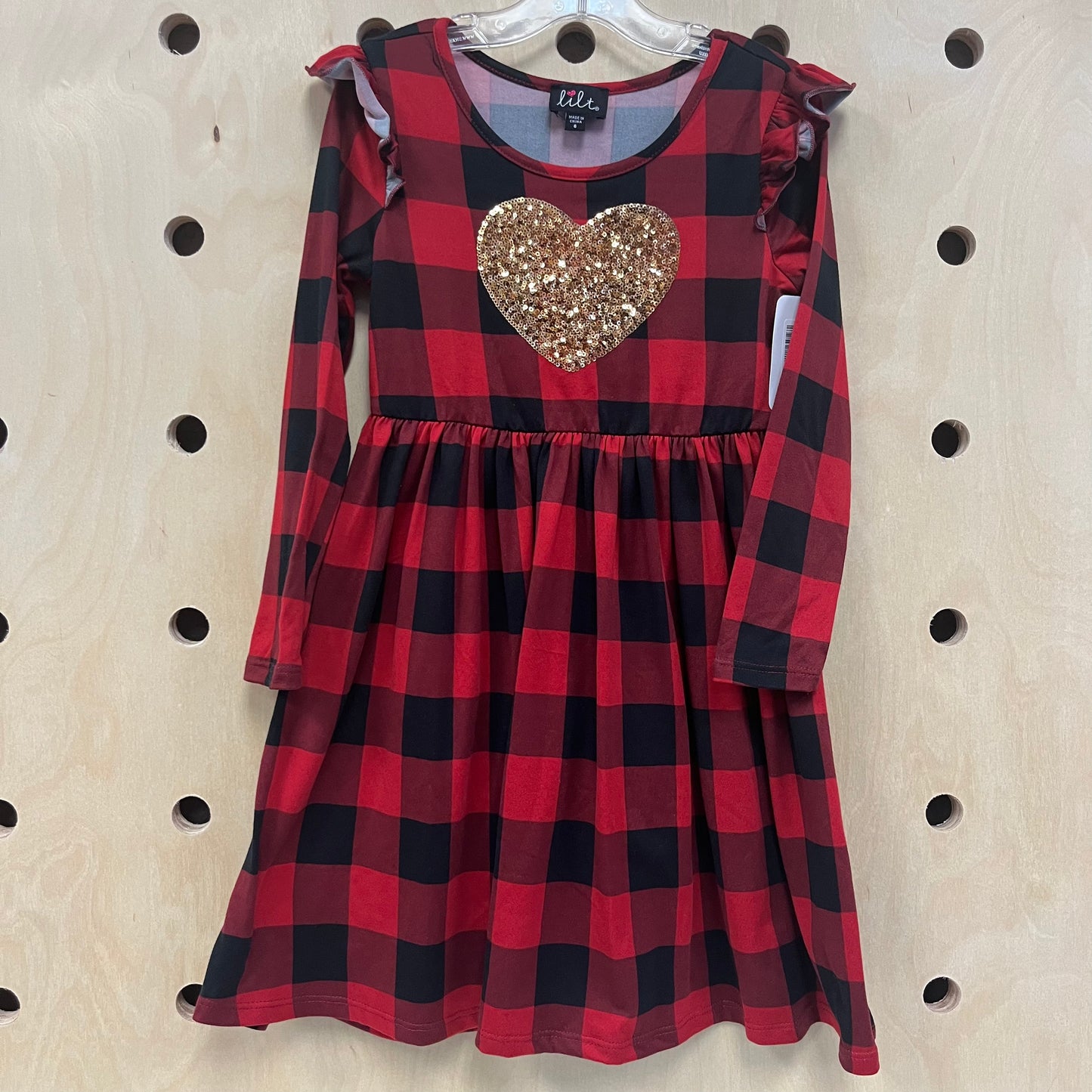 Buffalo Plaid Gold Heart Dress