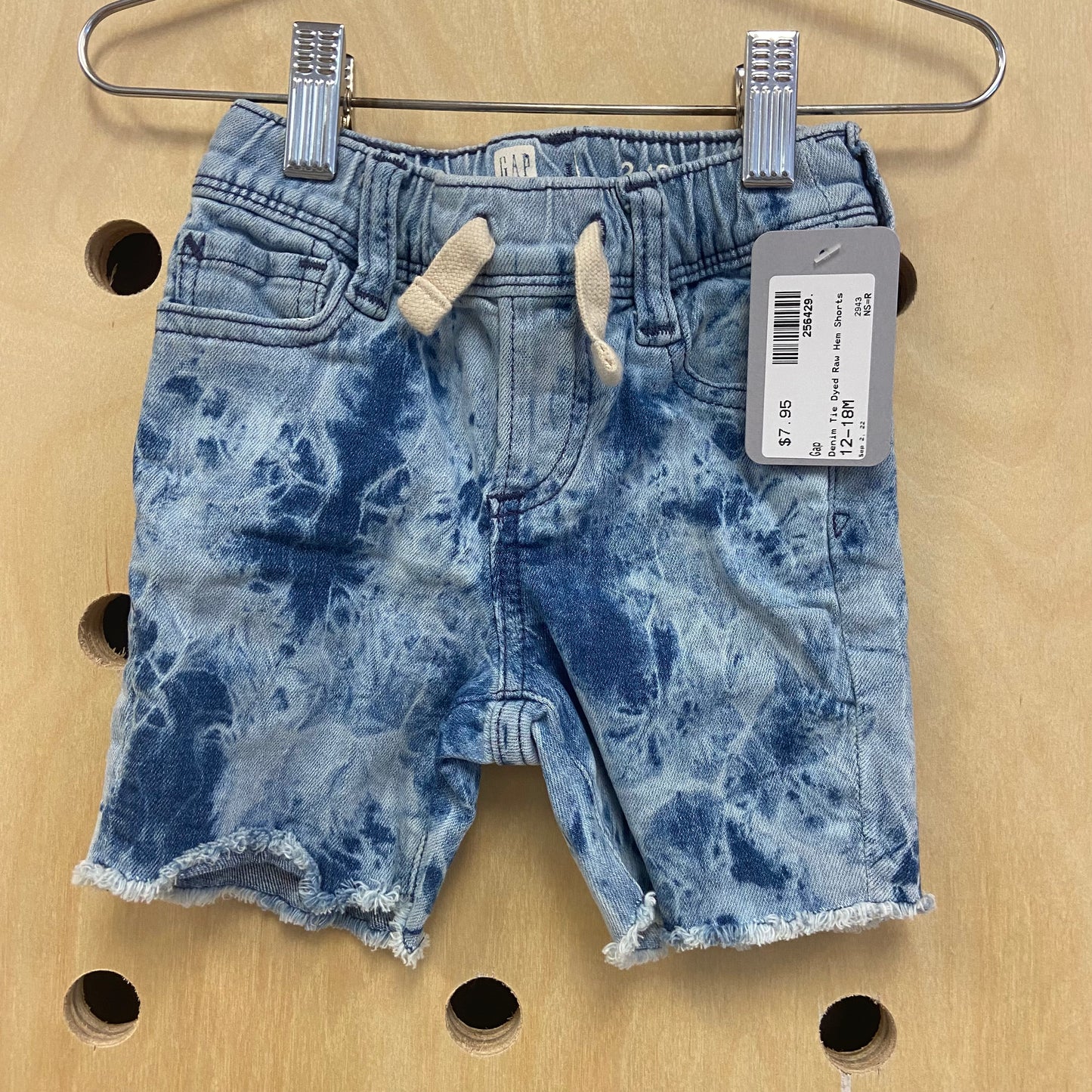 Denim Tie Dyed Raw Hem Shorts