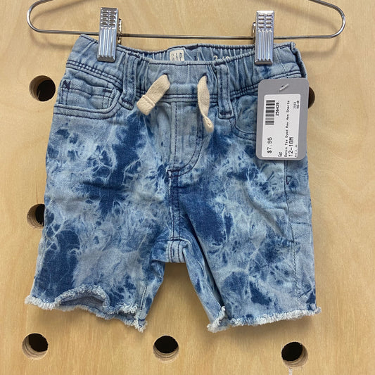 Denim Tie Dyed Raw Hem Shorts