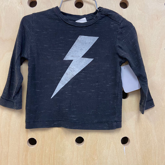 Black LS Lightning Bolt Tee
