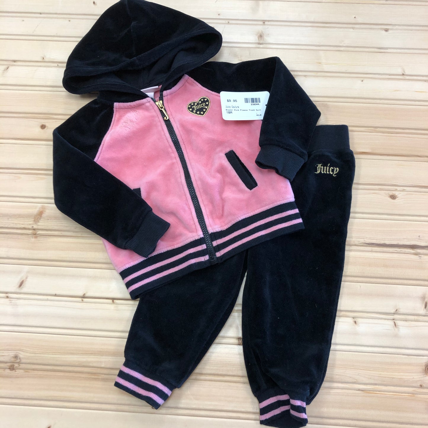 Black/ Pink Fleece Track Suit