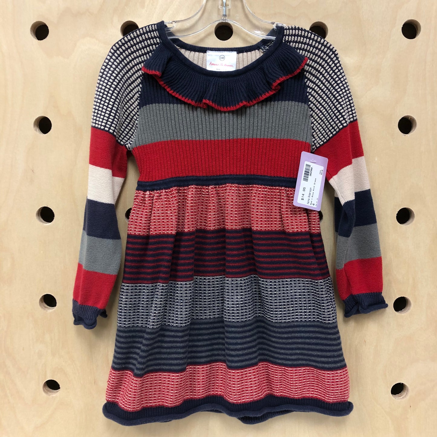 Red + Blue Knit Dress