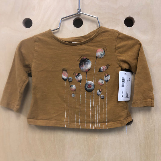 Mustard Glitter Floral Top