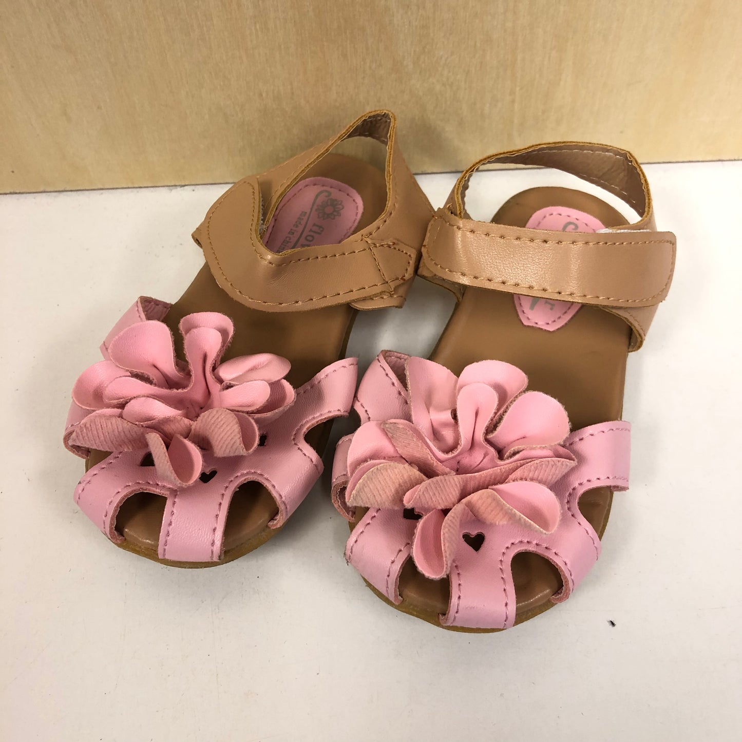 Tan & Pink Floral Sandals