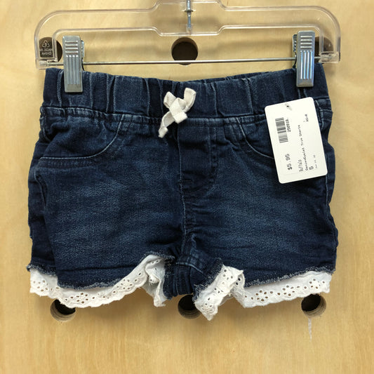 Denim+Eyelet Trim Shorts
