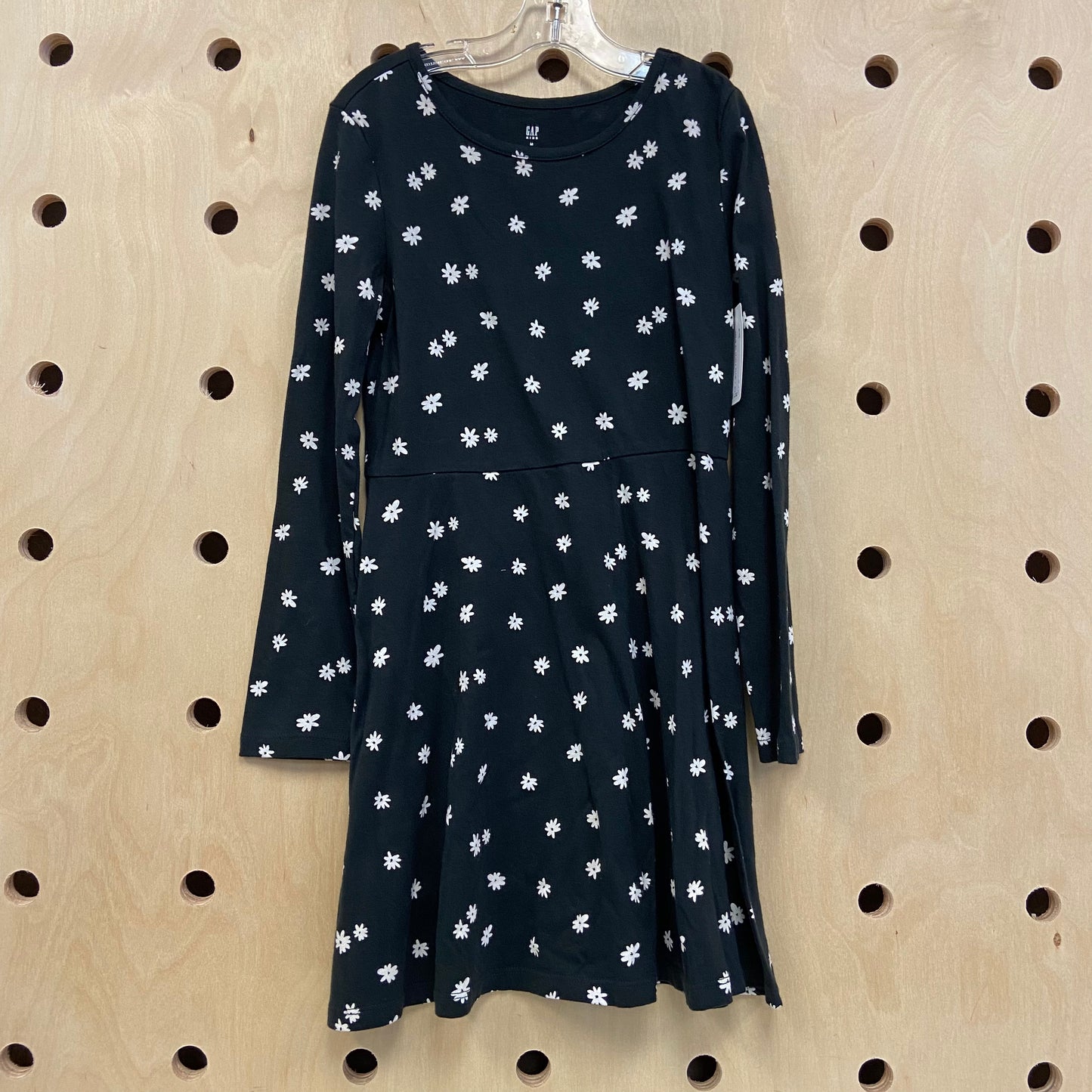 Black + White Floral LS Dress