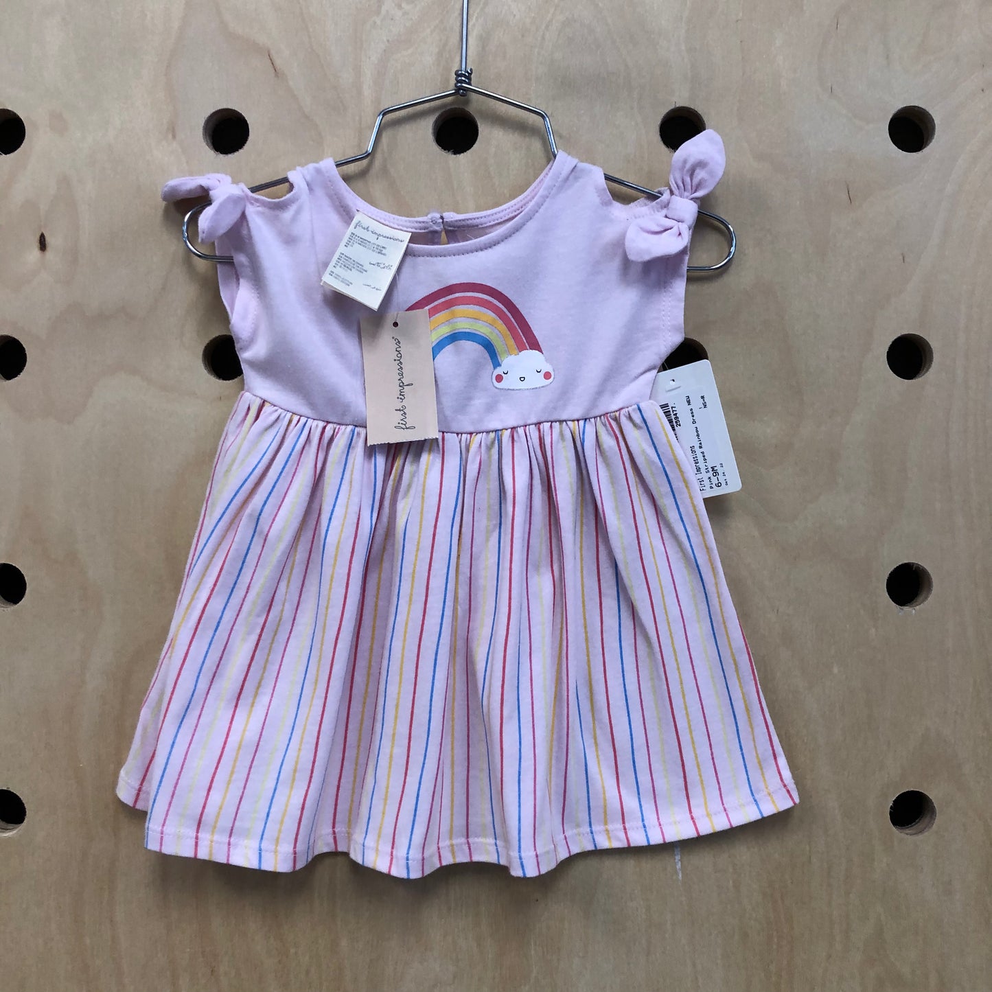 Pink Striped Rainbow Dress NEW