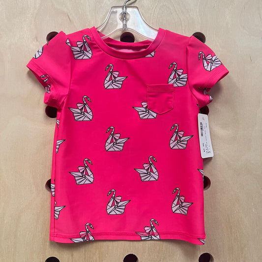 Bright Pink Swans Swim Tee