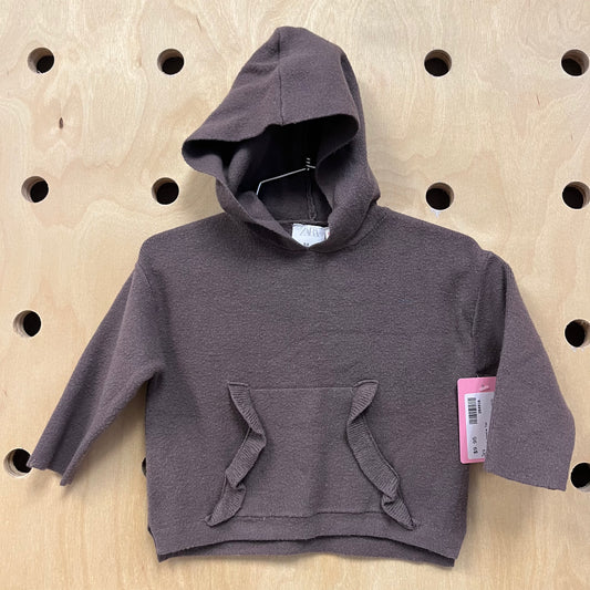 Grey Knit Hoodie Top