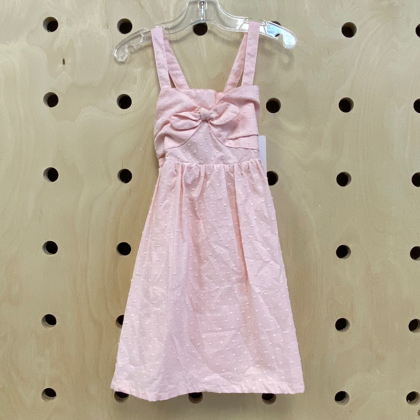 Blush Pink Textured Bow Dress