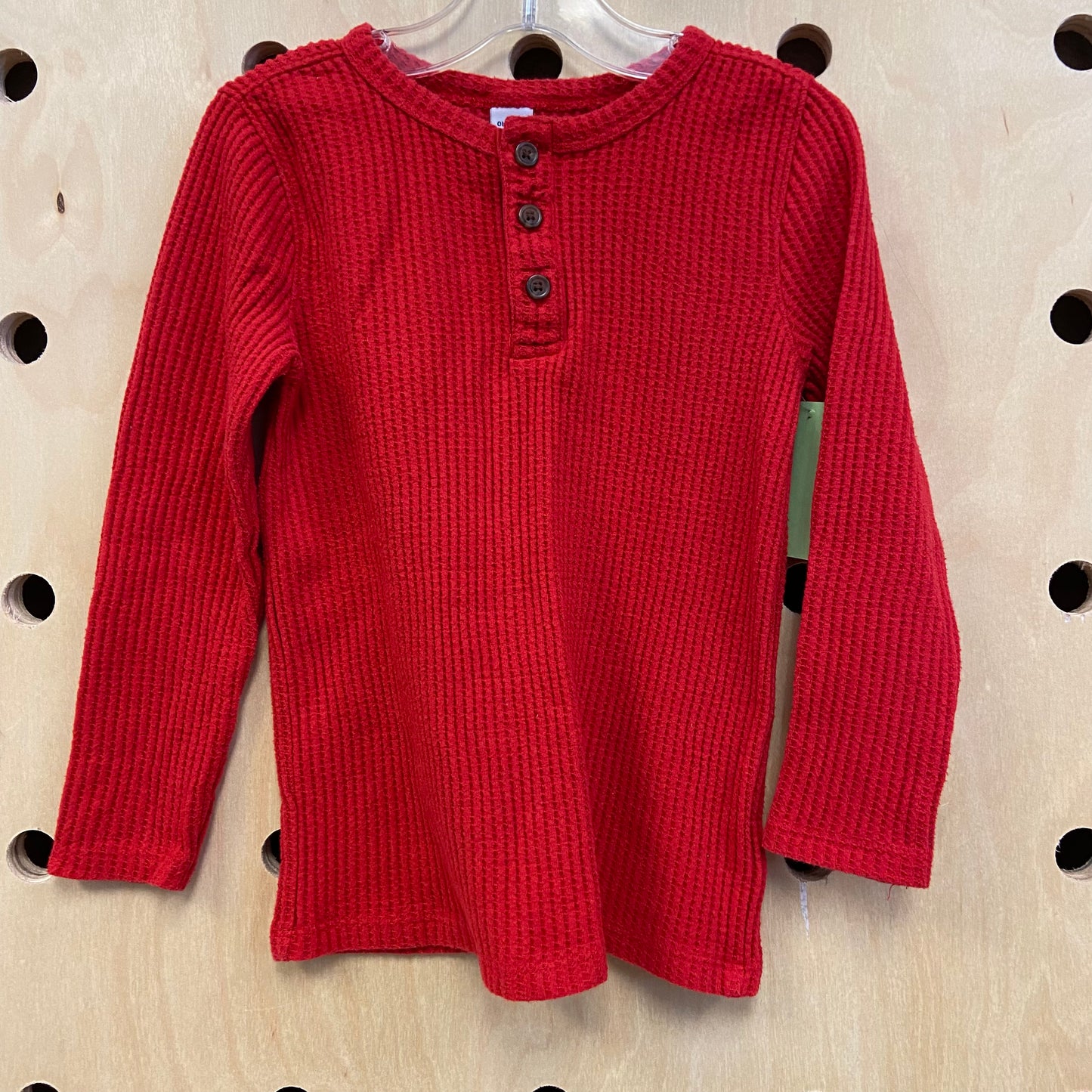 Red Waffle Knit Henley