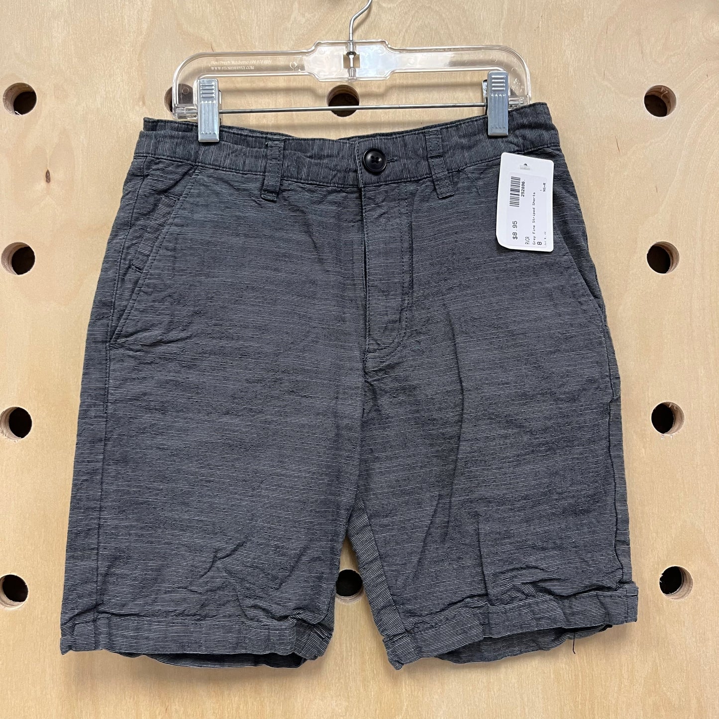 Grey Fine Striped Shorts