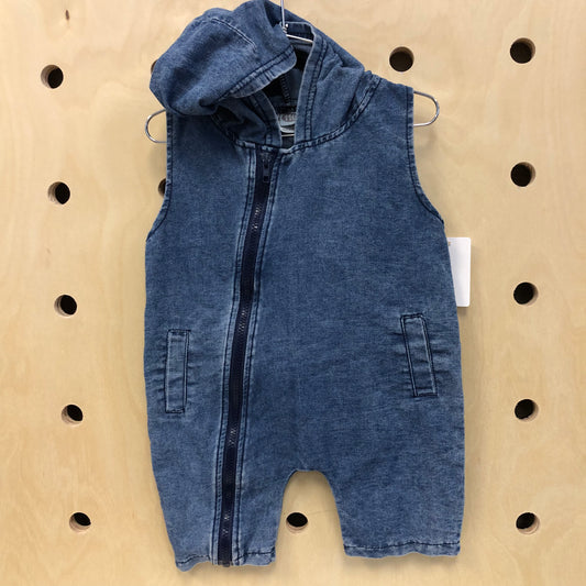 Denim Zippered Romper