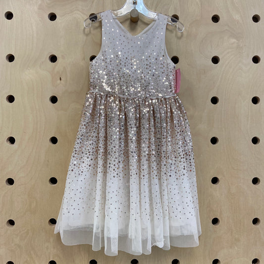 Cream + Gold Sequins Dress
