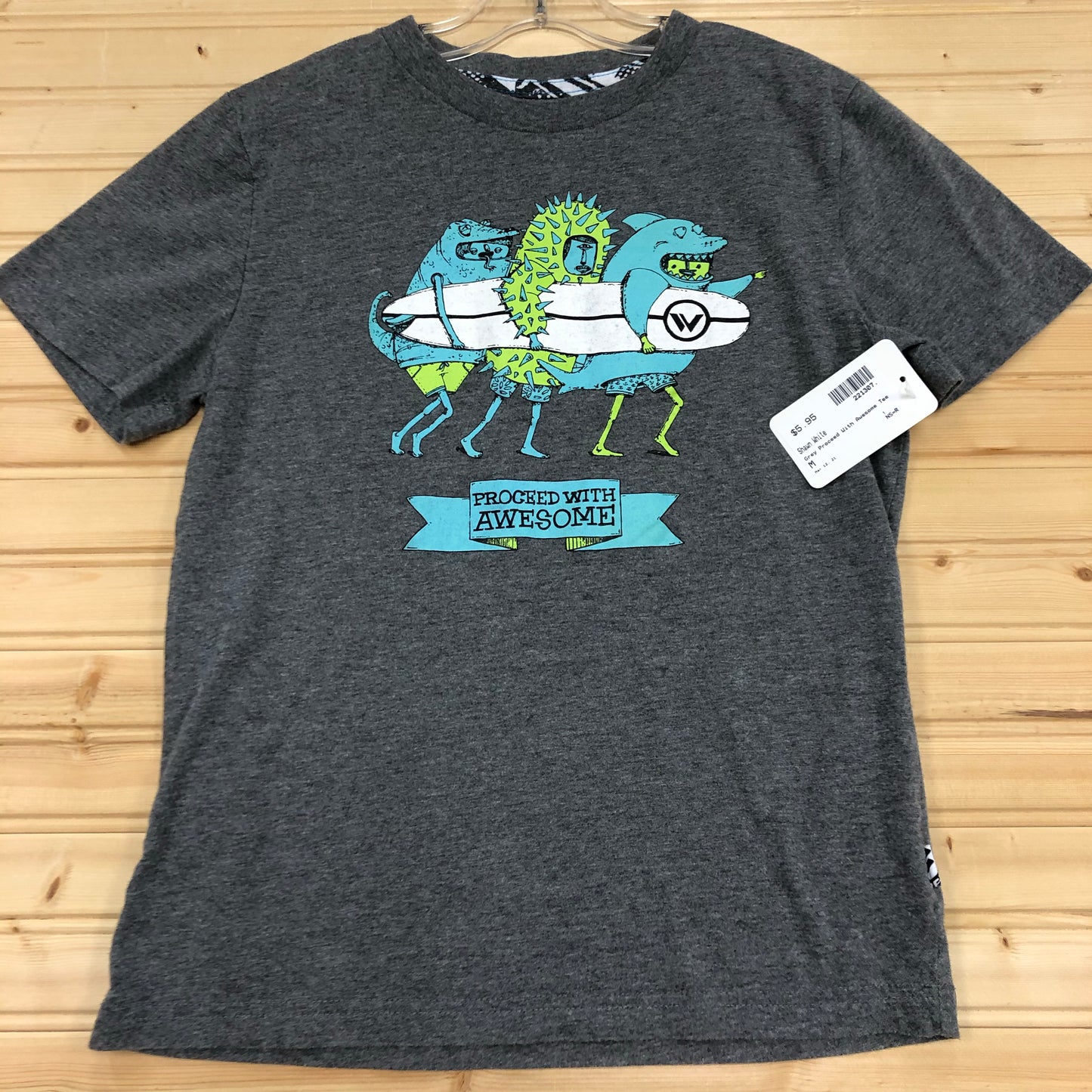 Grey Proceed With Awesome Tee