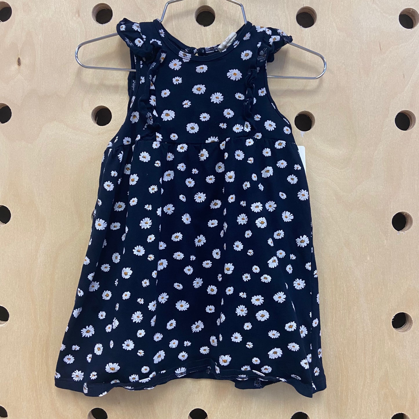 Navy Daisies Ruffle Dress