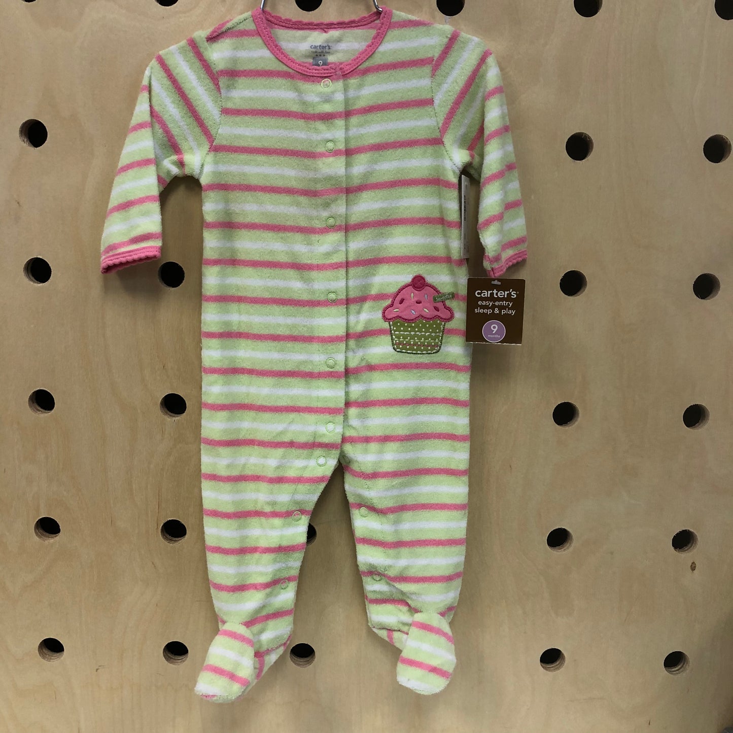 Mint + Pink Terry Footie NEW