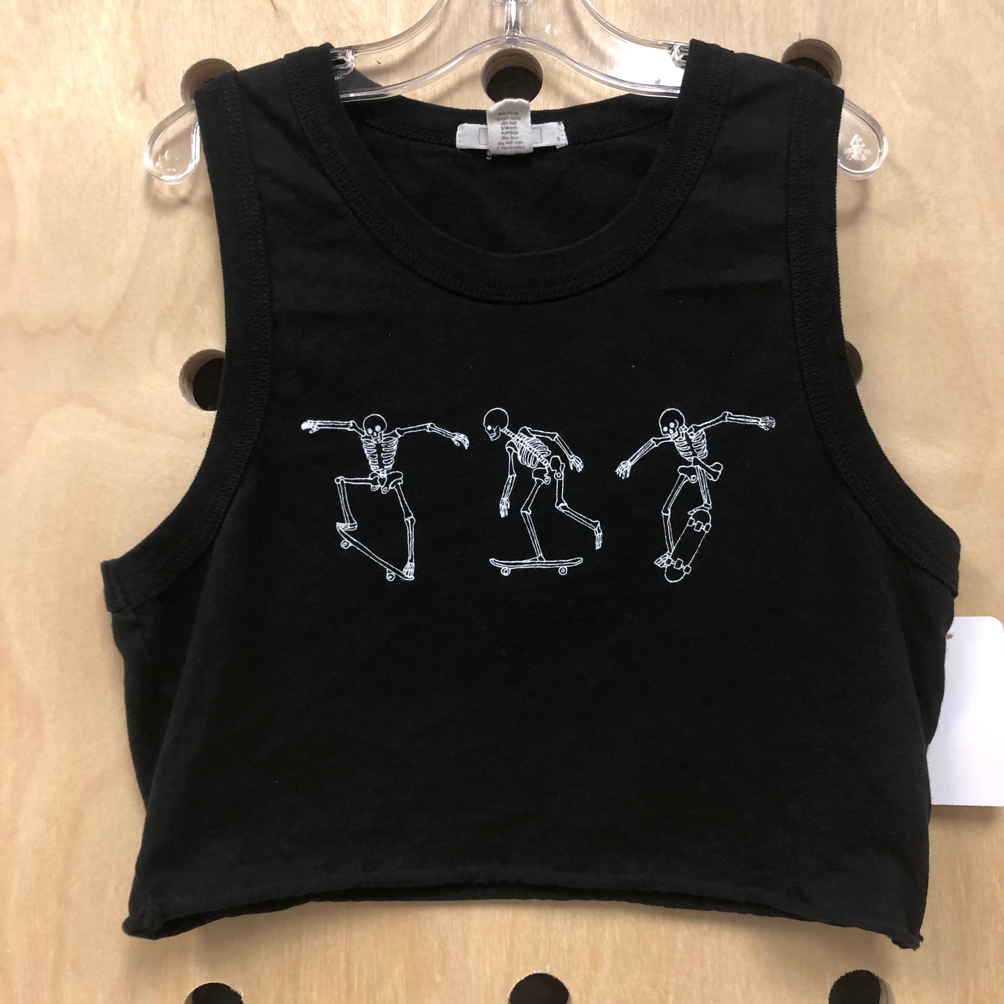 Black Skater Skeleton Crop Tank