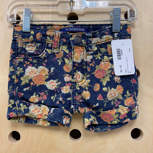 Denim Floral Shorts