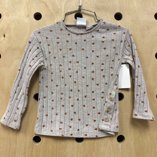 Beige + Rust Hearts Top