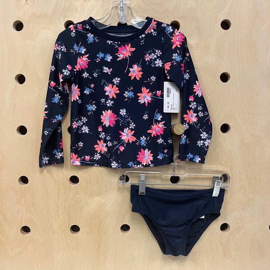 Navy Floral LS Swimsuit