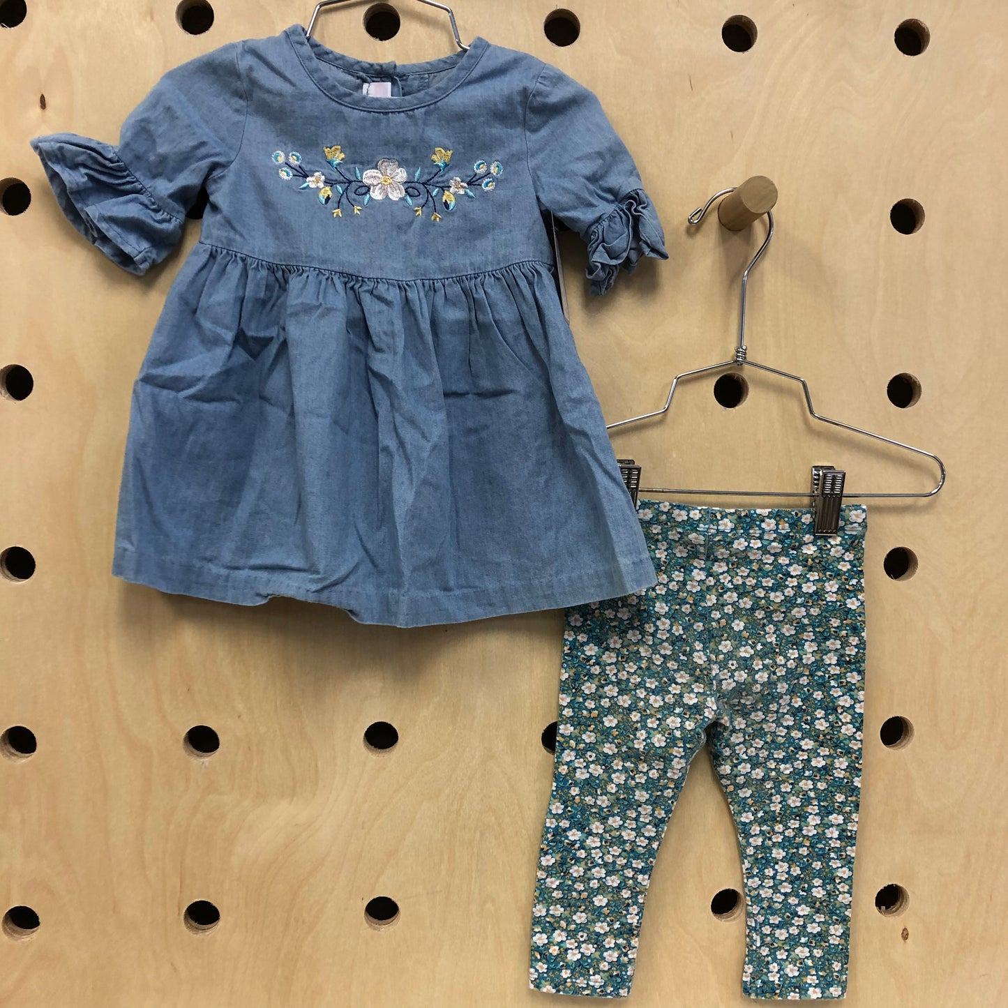 Chambray Floral Top + Leggings