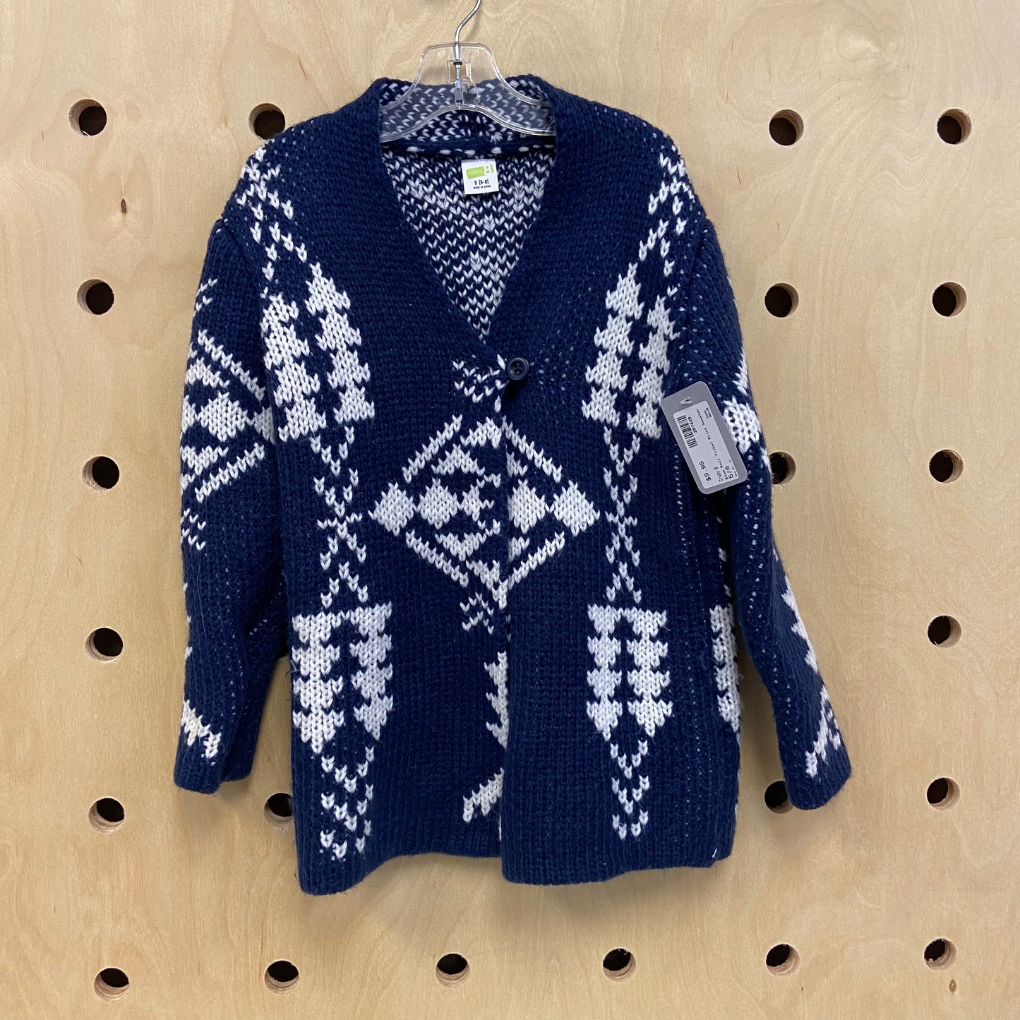 Blue Knit Tribal Print Sweater
