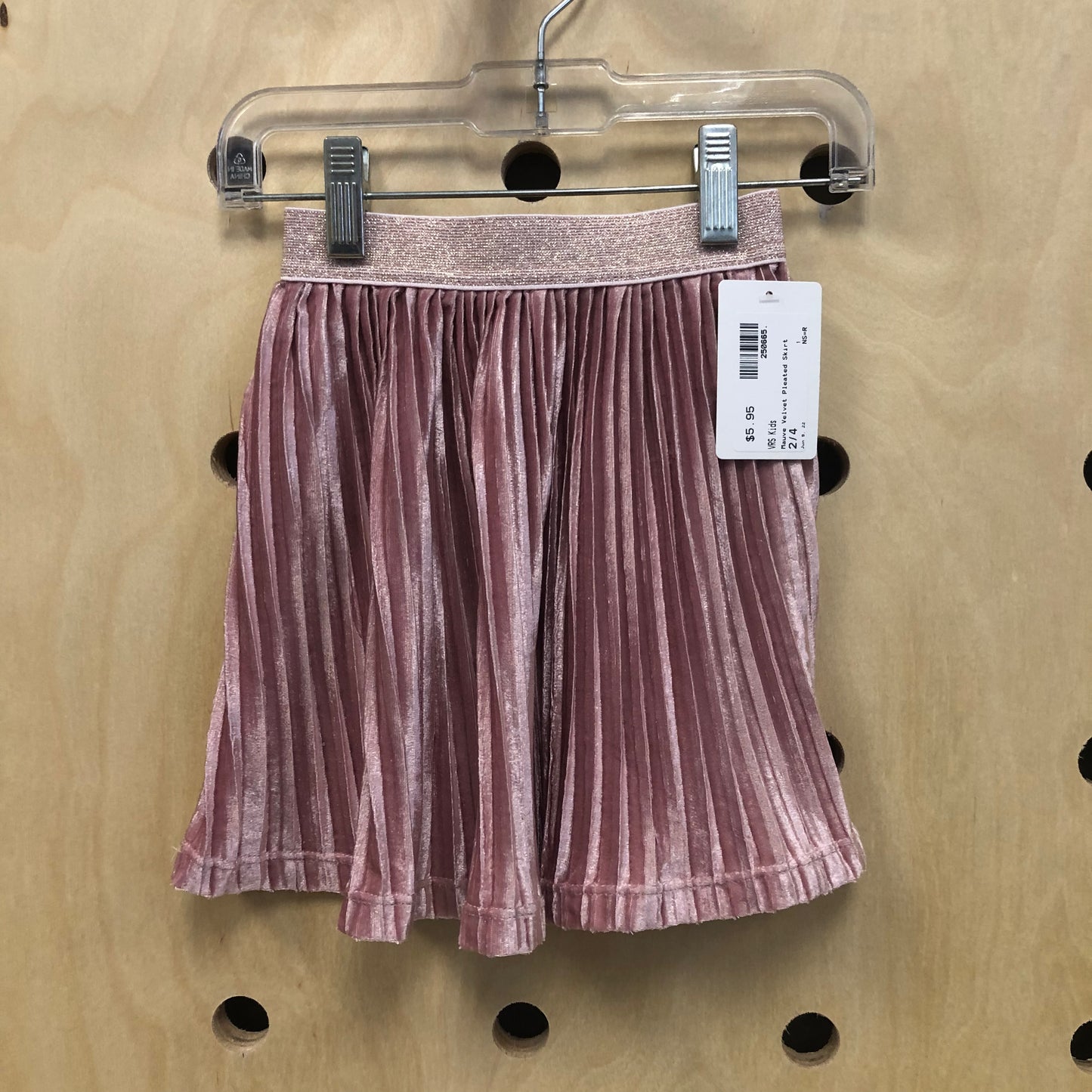 Mauve Velvet Pleated Skirt