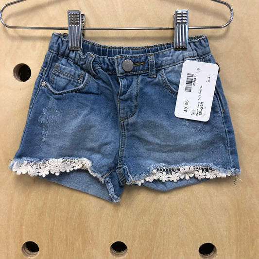 Denim Lace Trim Shorts
