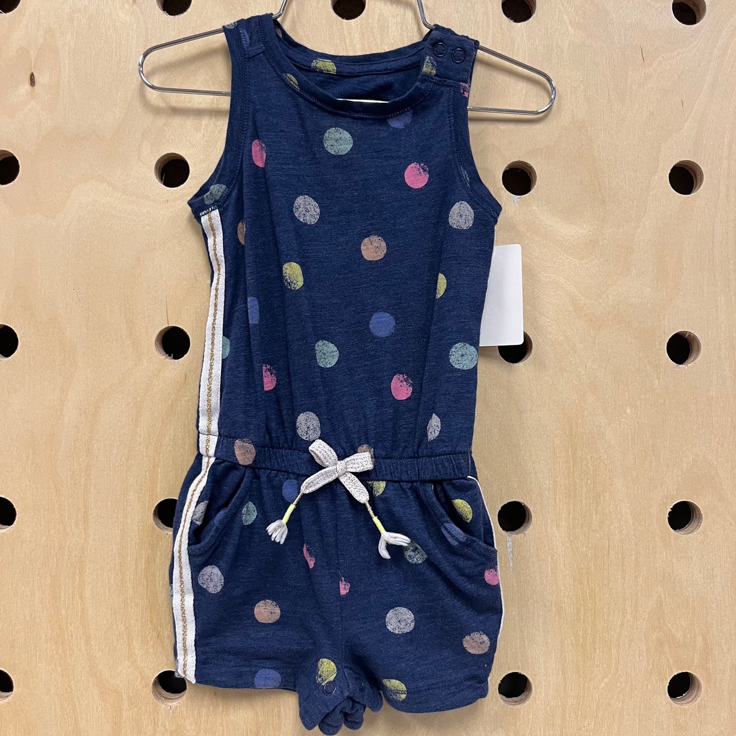 Navy Polka Dot Romper