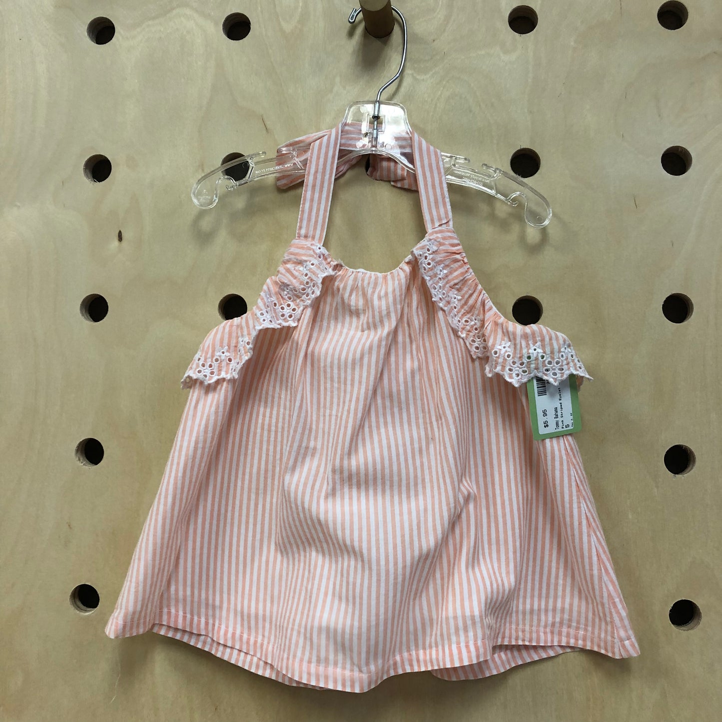 Pink Striped Eyelet Tank