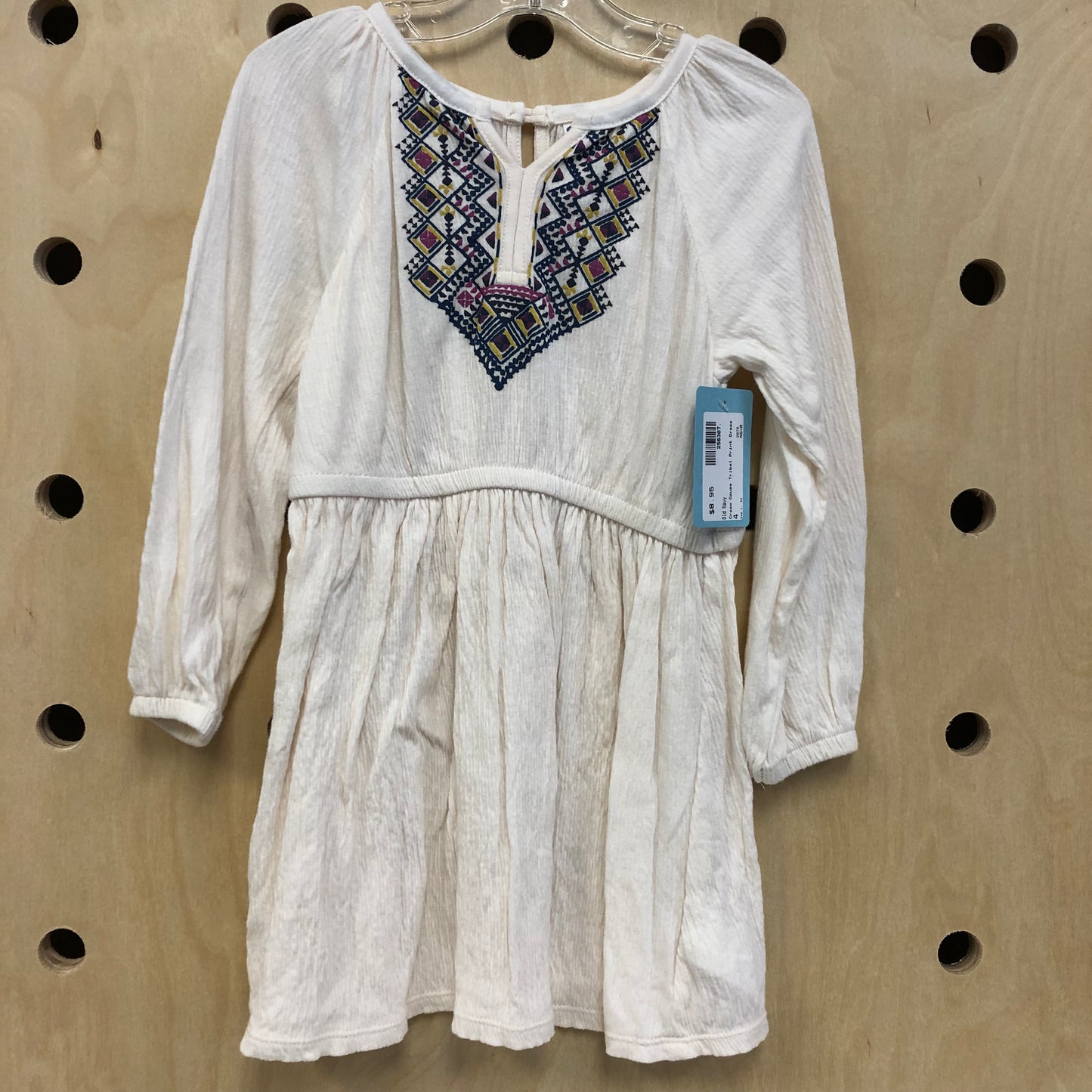 Cream Gauze Tribal Print Dress