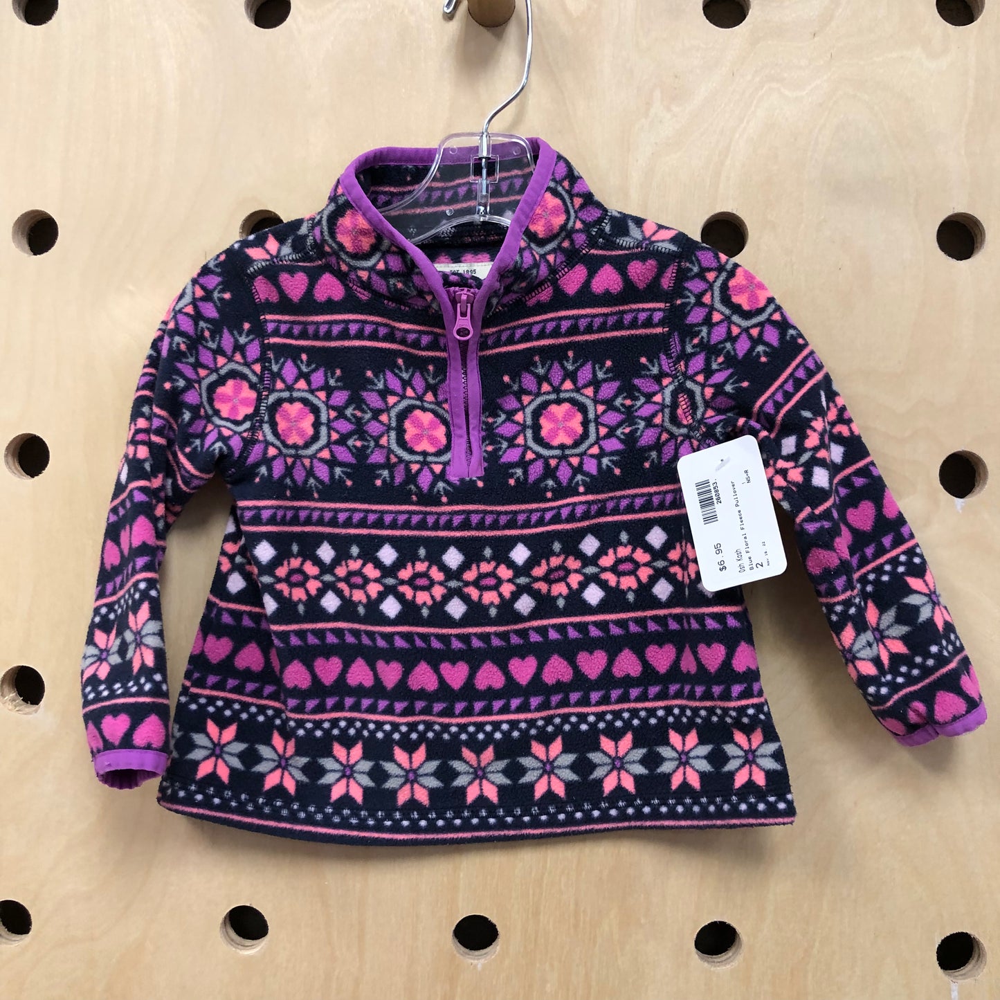 Blue Floral Fleece Pullover