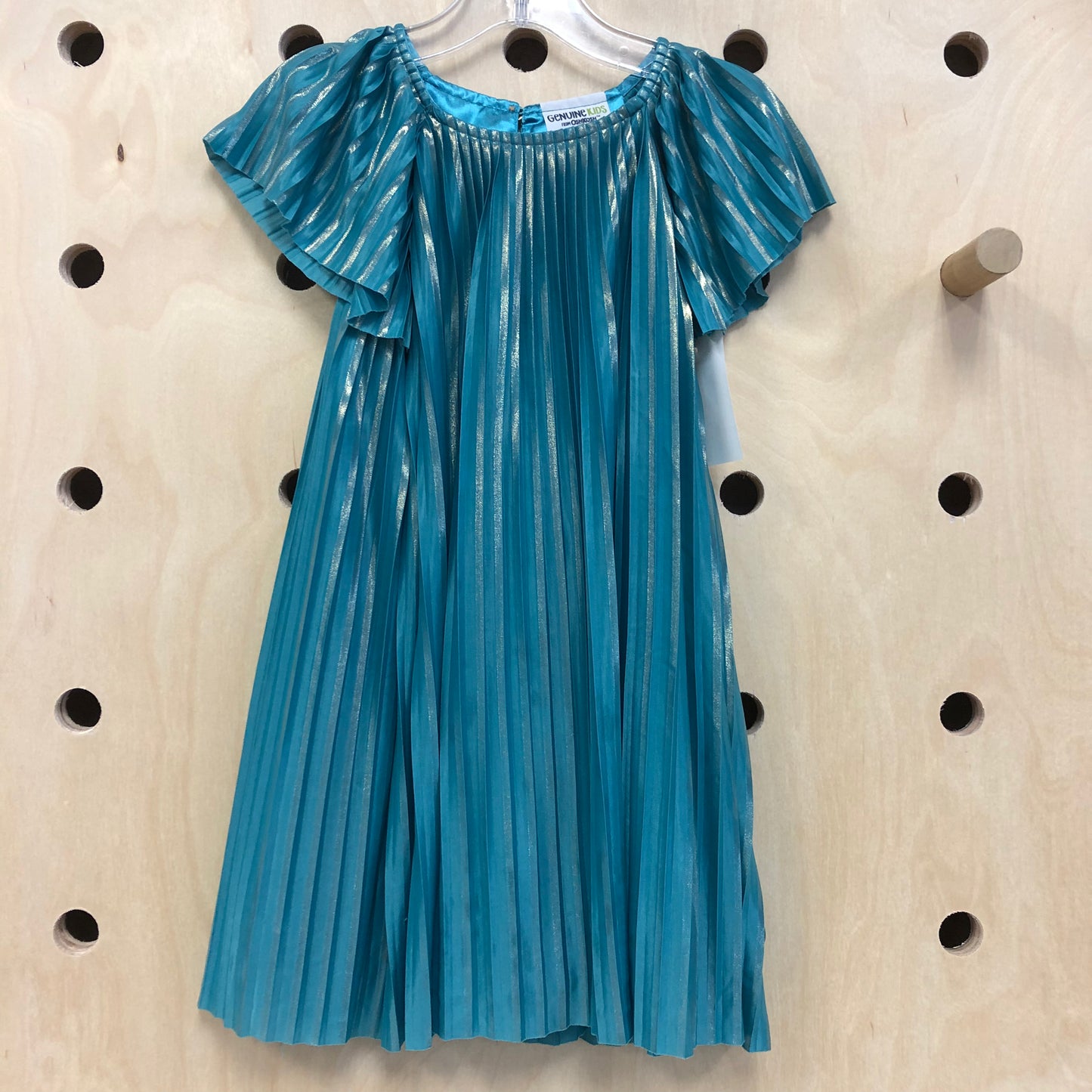 Teal Pleated Iridescent Dress