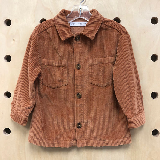 Caramel Ribbed Button Up
