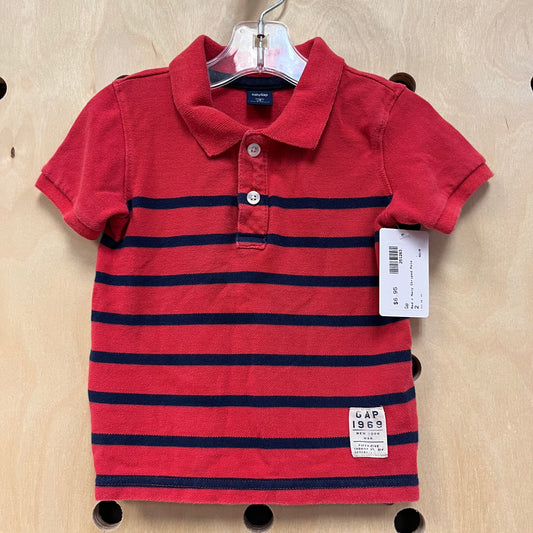 Red + Navy Striped Polo