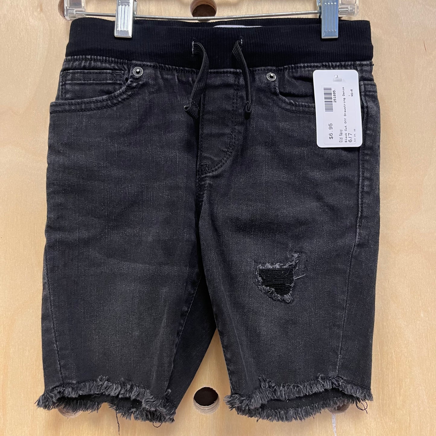 Black Cut Off Drawstring Denim