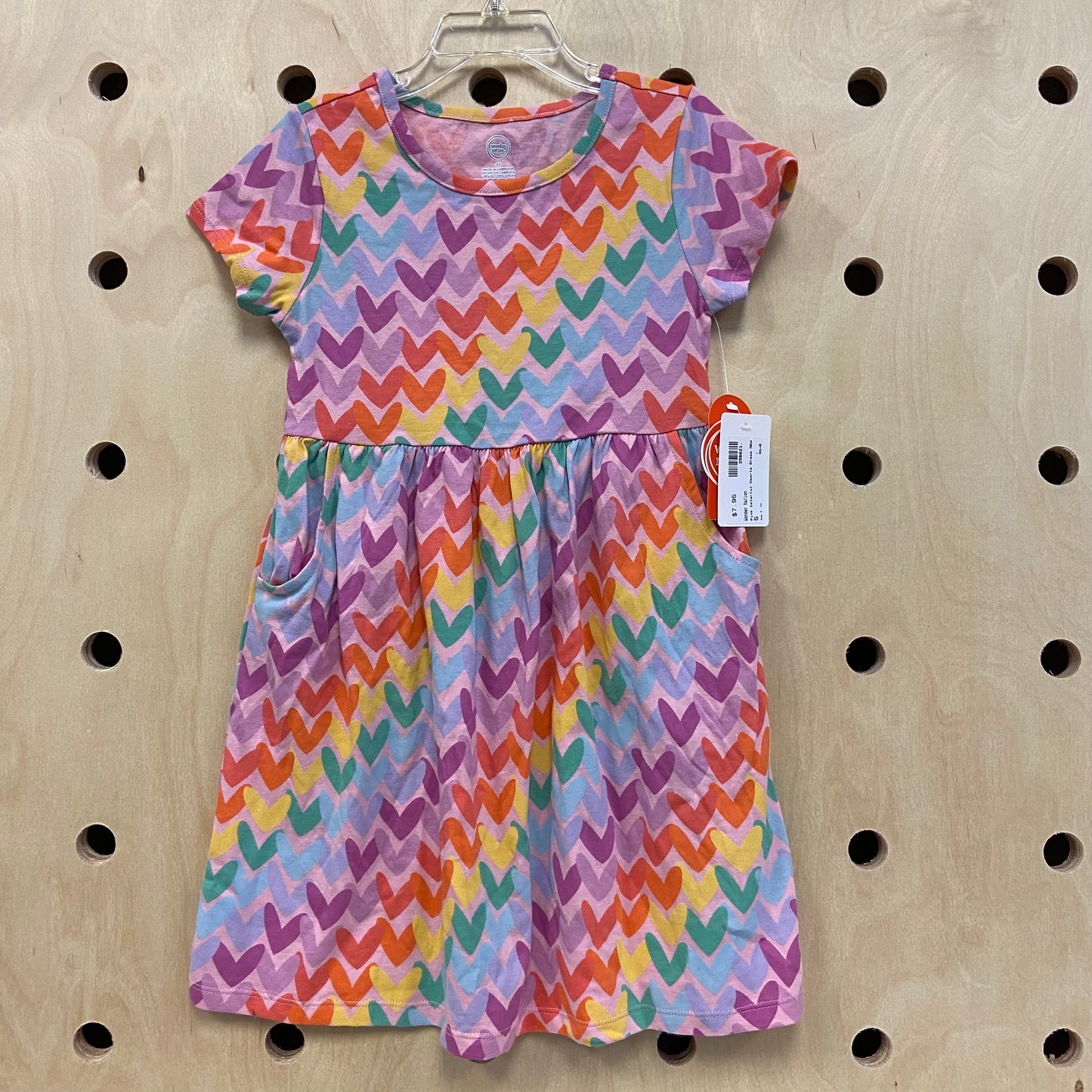 Pink Colorful Hearts Dress NEW